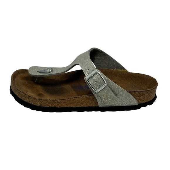 BIRKENSTOCK GIZEH Soft Footbed Silver Sparkle Thong Sandals Women's 37 US 6-6.5 - Picture 10 of 16